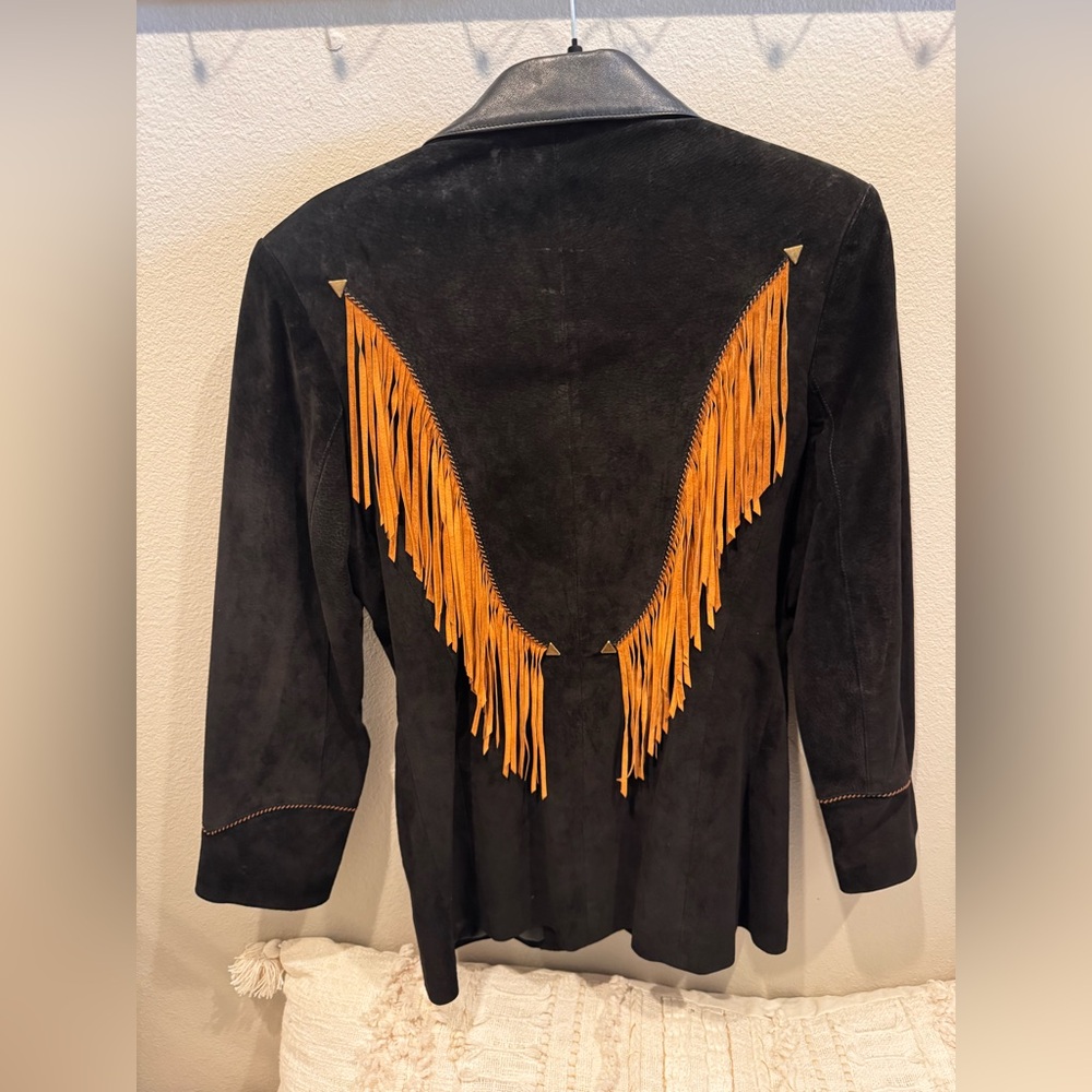 Scully Women's Black Jacket with Tan Fringe - Picture 3 of 3